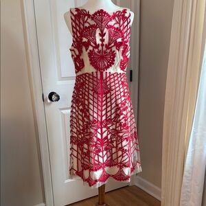 Anthropologie Red and White Midi Dress